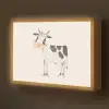 Koe - Boerderij dier - Dieren - Pastel kleuren Light Box met batterij (Wandlamp kind) middel -z3d_website