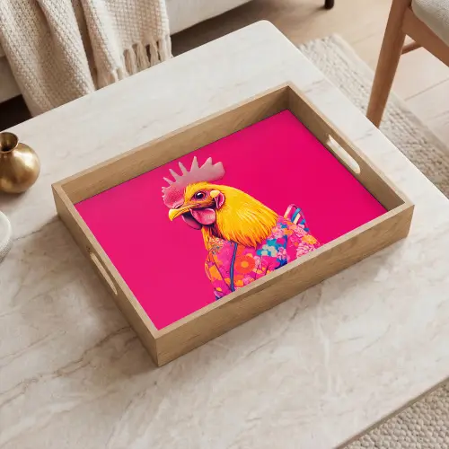 Haan - Kleurrijk - Kimono - Roze Dienblad Rechthoek middel -sfeer1