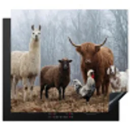 Boerderijdieren - Groep - Mist - Natuur - Rustiek Inductie beschermer vinyl 3mm middel -3d