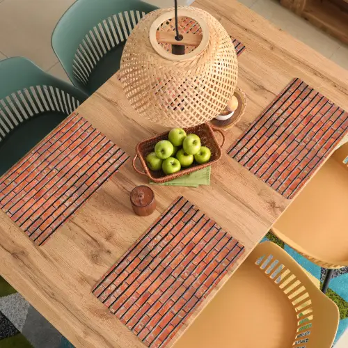 Rood - Bakstenen - Muur - Beschadiging Placemat vinyl groot 368 -zzsfeer5_Kitchenyeah-website