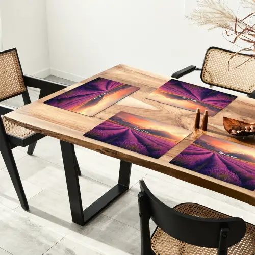 Lavendelveld - Quote - Zonsondergang Placemat vinyl groot -zzsfeer4_Kitchenyeah-website