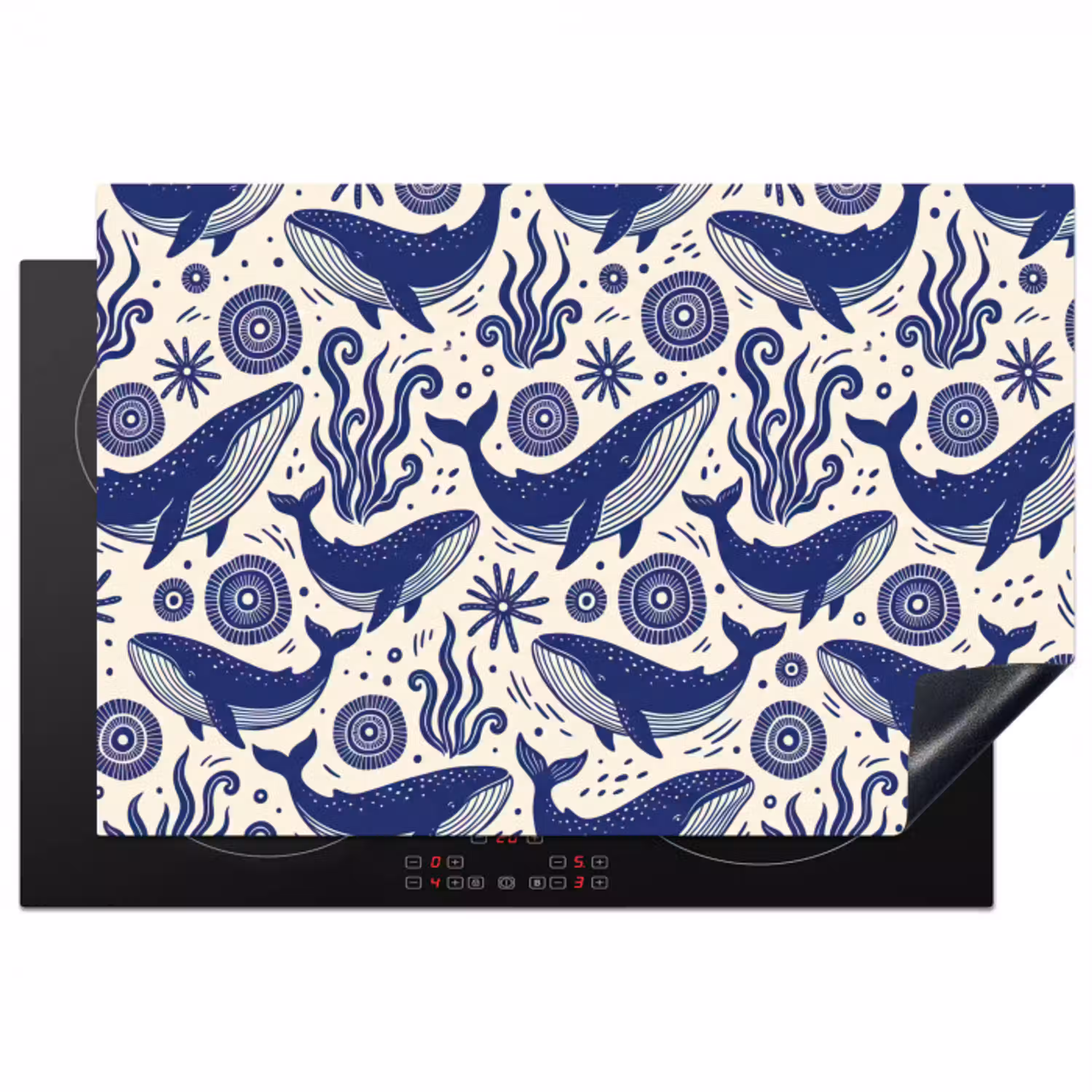Walvis - Onderwater - Dieren - Abstract - Blauw Inductie beschermer vinyl 3mm klein -3d