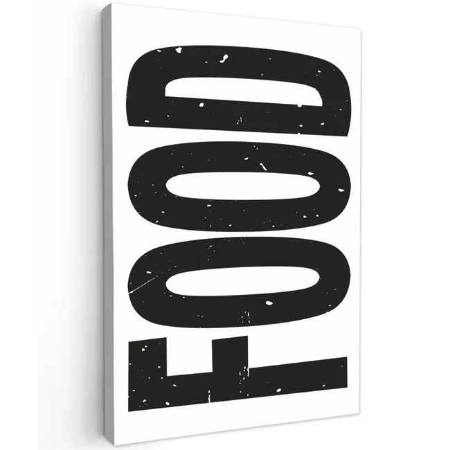 Food - Zwart - Wit - Decoratie Tuinposter op houten frame 2 cm dik klein -3d