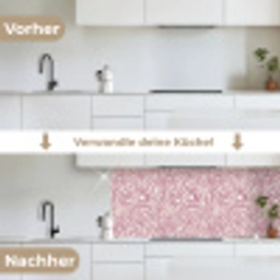 Kronkelende lijn - Magenta - Crème keuken achterwand 2 middel 871 -voor-na_DE