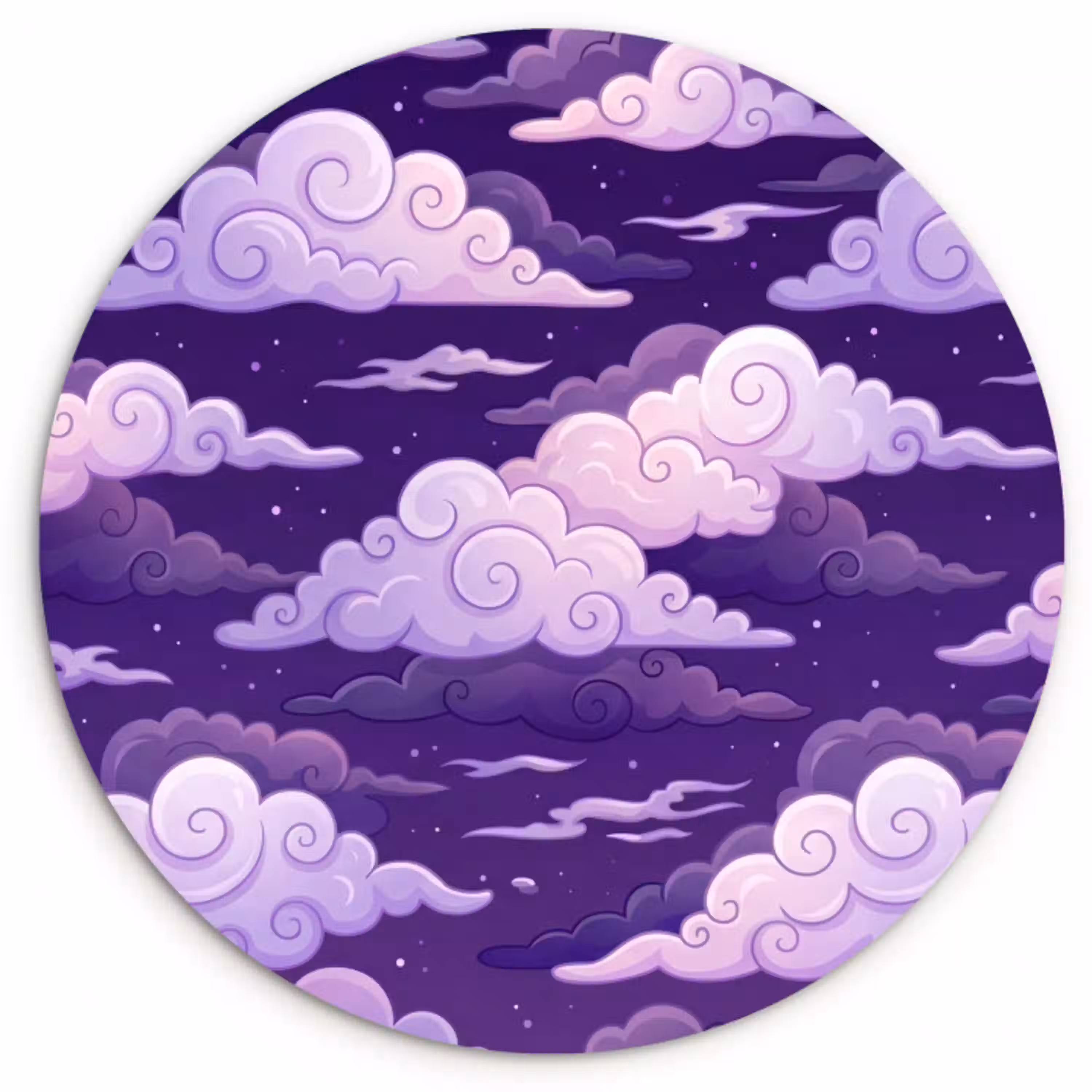 Wolken - Nacht - Natuur - Abstract - Paars Wandcirkel kunststof plaat 5mm dik klein -3d