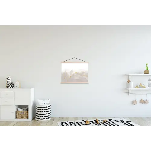 Marmerlook - Grijs - Goud - Chic - Marmer textielposter latten blank klein -kinderkamer