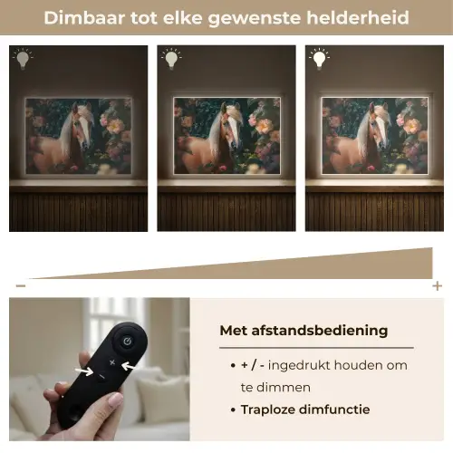 Paard - Natuur - Bloemen - Bos - Dieren Light Box met batterij (Wandlamp kind) middel -USP_dimbaarNL