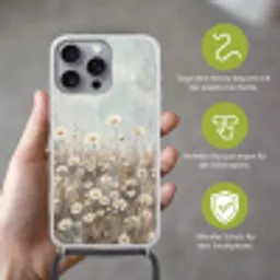Madelief - Illustratie - Wit Hoesje iPhone 16 Pro Max met koord klein -sfeer2_DE
