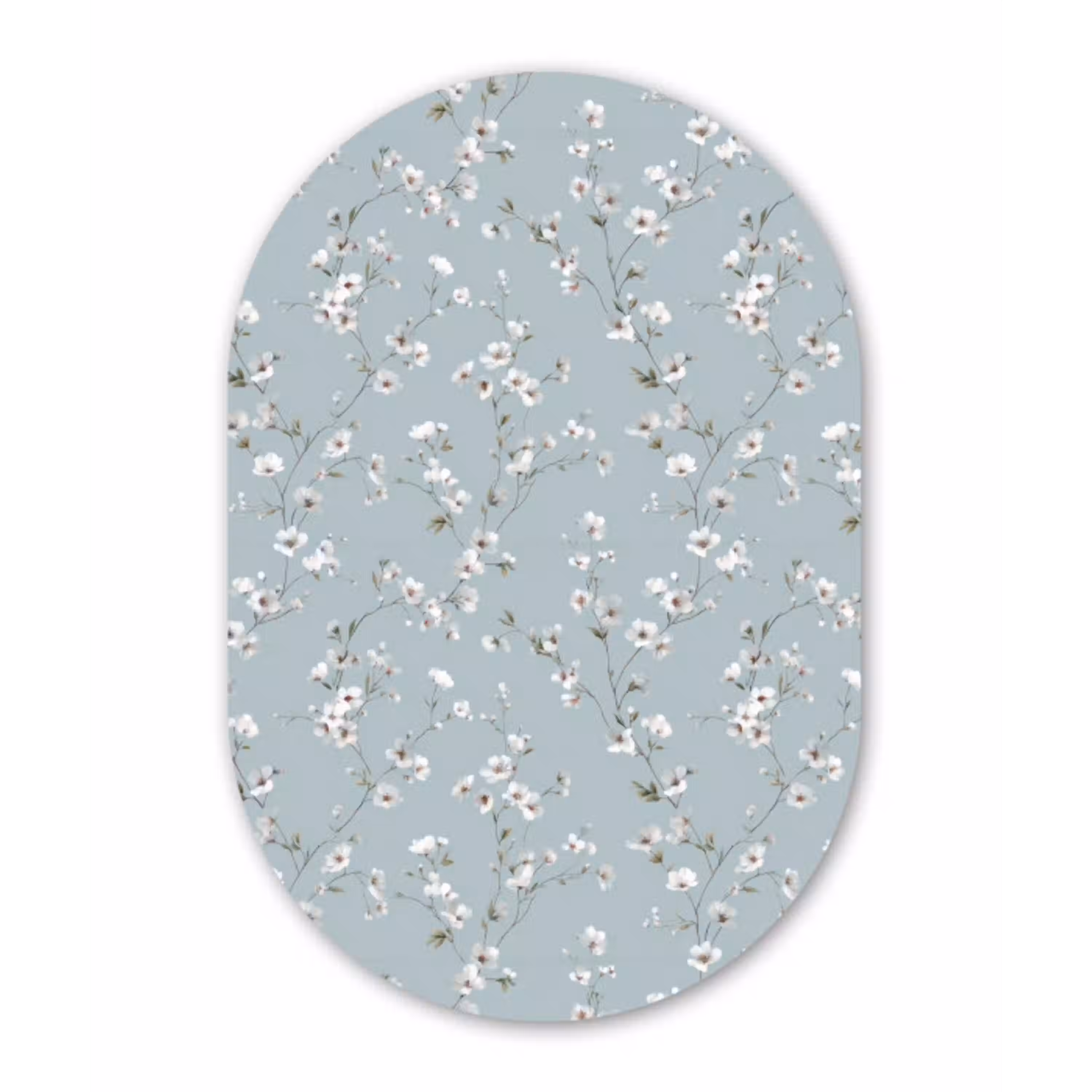 Klassiek - Bloemen - Blauw Wandcirkel Ovaal Aluminium middel 839 -3d
