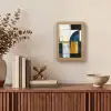 Abstract - Vormen - Goud - Blauw - Geometrisch Light Box met kabel (Tafellamp) klein -sfeer2