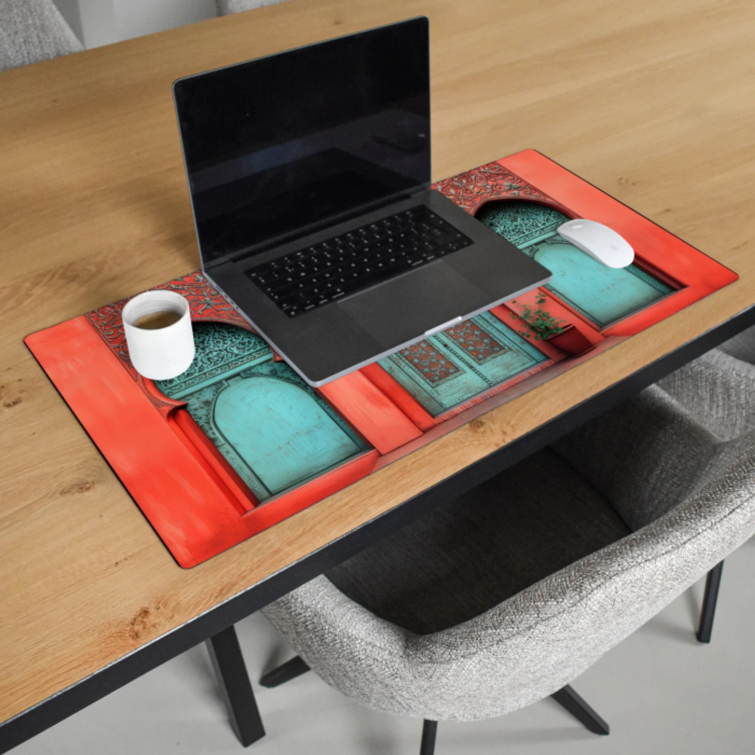 Lantaarn - Deur - Turquoise Muismat XXL klein -sfeer1