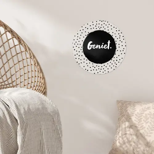 Geniet - Quotes - Tekst - Stippen Wandcirkel behangsticker klein -sfeer4