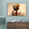 Vrouw - Krullen - Bloemen - Beige canvas 2cm klein -sfeer4
