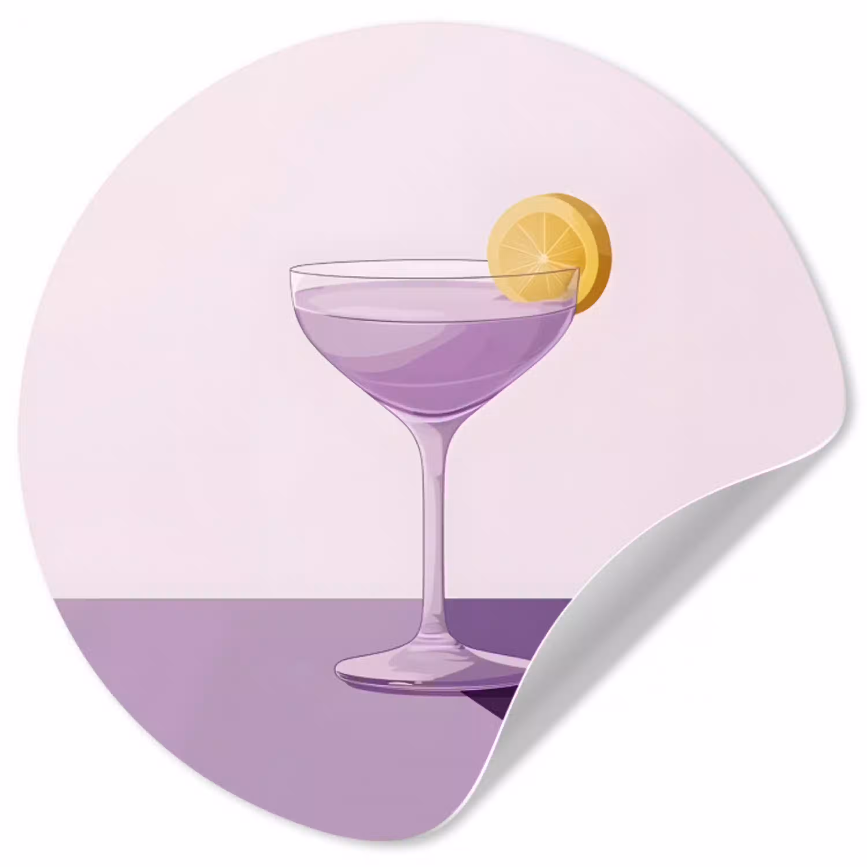 Cocktail - Paars - Minimalistisch - Citroen Wandcirkel behangsticker klein -3d