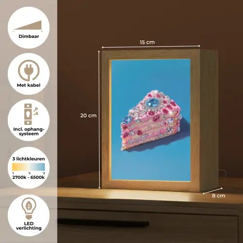 Taart - Edelstenen - Glitters - Roze Light Box met kabel (Tafellamp) klein -USP_NL