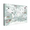 Wereldkaart - Kind - Vliegtuig Tuinposter op houten frame 2 cm dik klein -3d