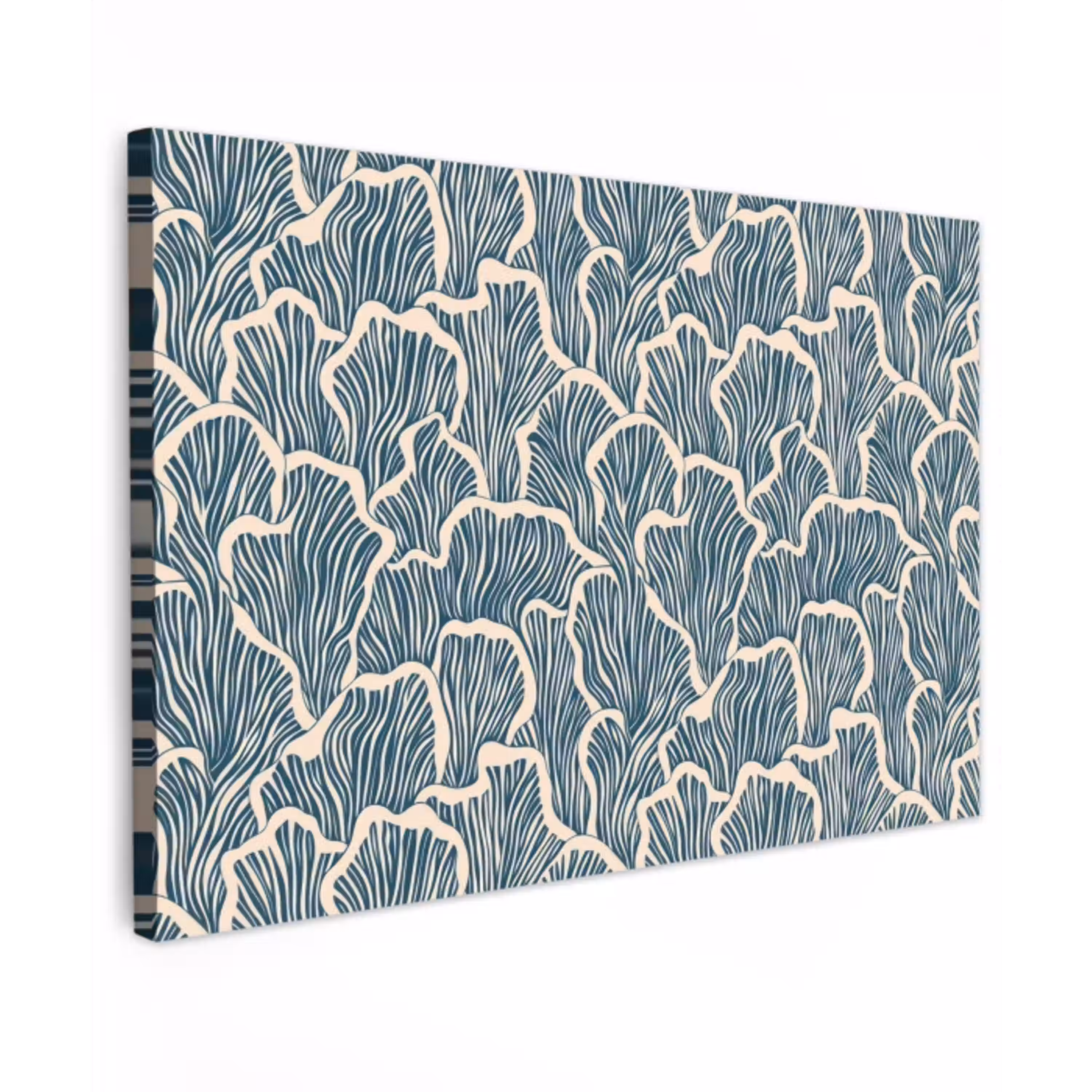 Organisch - Blauw - Crème - Schelpen Tuinposter op houten frame 2 cm dik klein 845 -3d