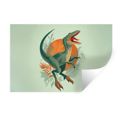 Dino - Bladeren - Grafisch - Groen Muursticker klein -3d