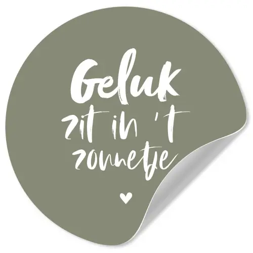 Geluk zit in 't zonnetje - Tekst - Geluk - Quotes - Zon Wandcirkel behangsticker klein -3d