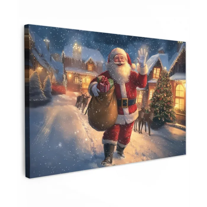 Kerstman - Dorp - Hert - Donker canvas 2cm klein -z3d