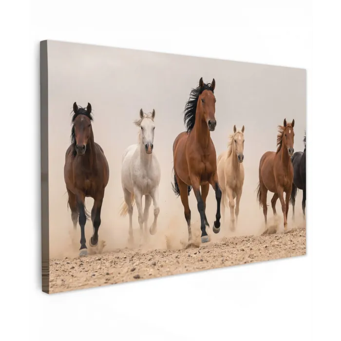 Kudde paarden - Stofwolk - Bruin - Zwart canvas 2cm klein -z3d