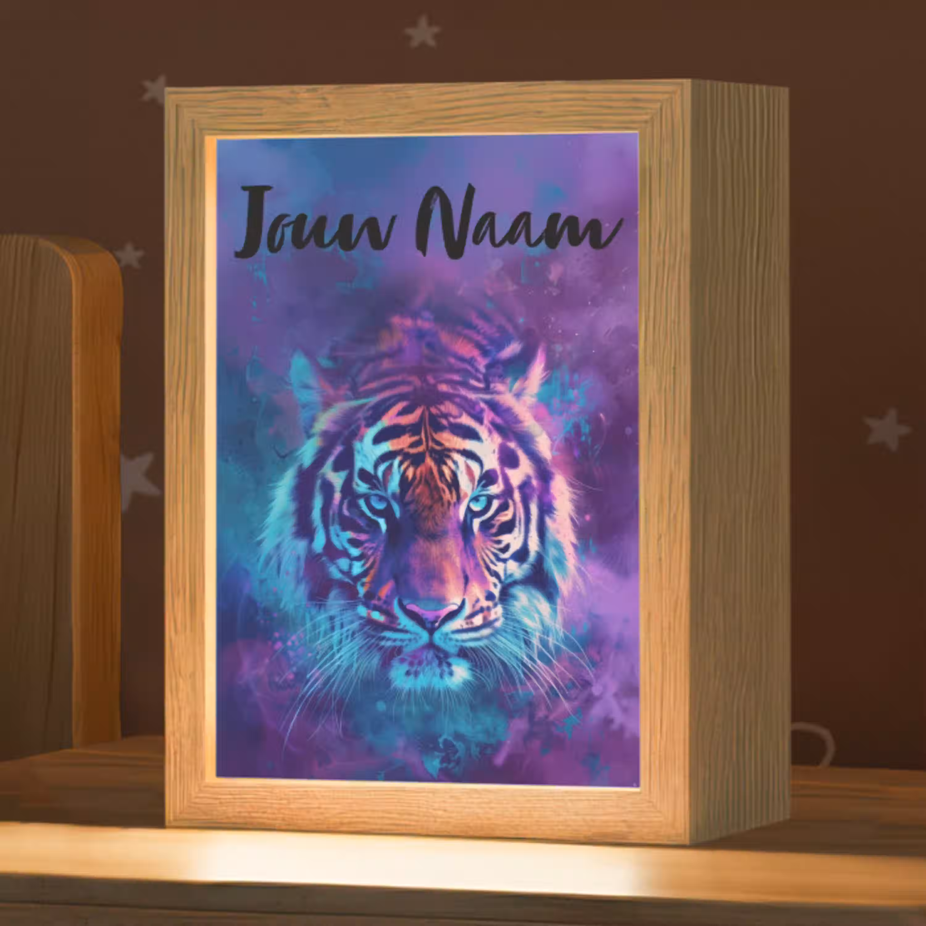 Tijger - Kleurrijk - Rook - Dieren Light Box met kabel (Kinderlampje) klein -zzz_3d_website