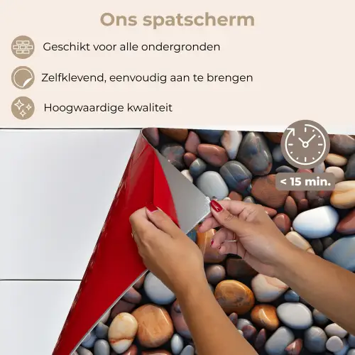 Gepolijst - Kiezel - Warm keuken achterwand spatscherm klein 900 -spatscherm_NL