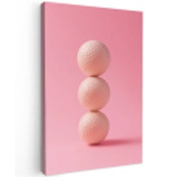 Golfballen - Roze - Drie Tuinposter op houten frame 2 cm dik middel -3d