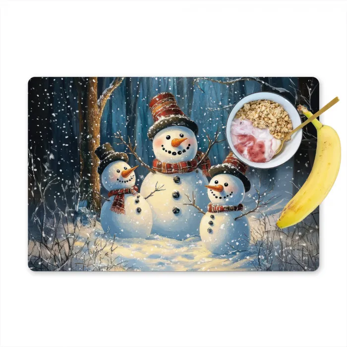 Sneeuwpop - Sneeuw - Winter - Bos Placemat vinyl groot -zzzproduct_Kitchenyeah-website
