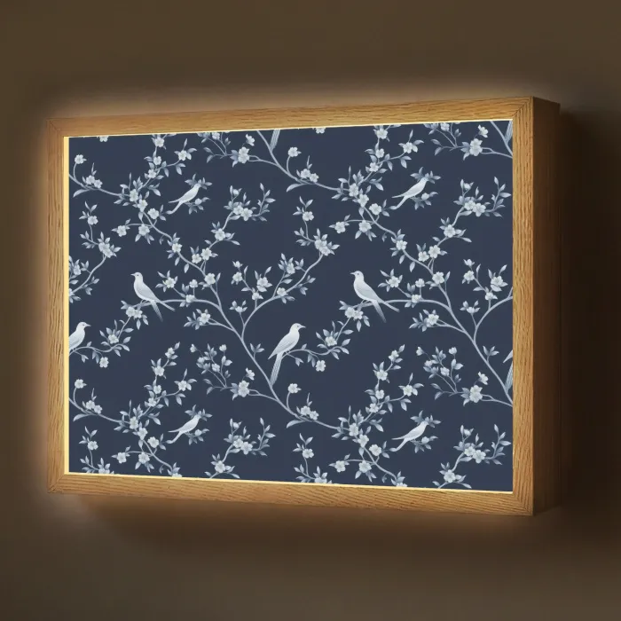 Grafisch - Bloesemtak - Blauw Light Box met batterij (Wandlamp) middel 907 -z3d_website