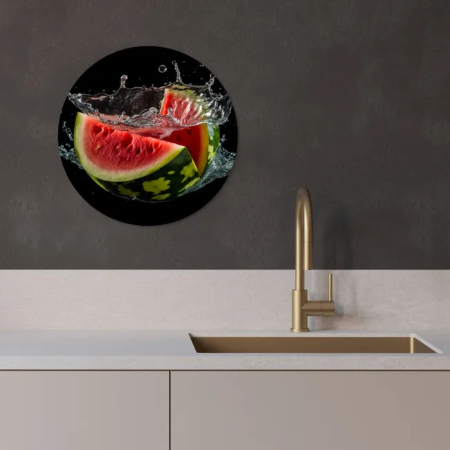 Watermeloen - Zwart - Water - Fruit - Meloen KitchenYeah - Keuken - Wandcirkel Forex klein -sfeer1