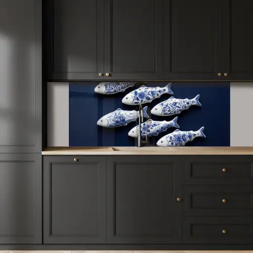 Vissen - Delfts - Blauw - Keramiek keuken achterwand 2 middel -sfeer1