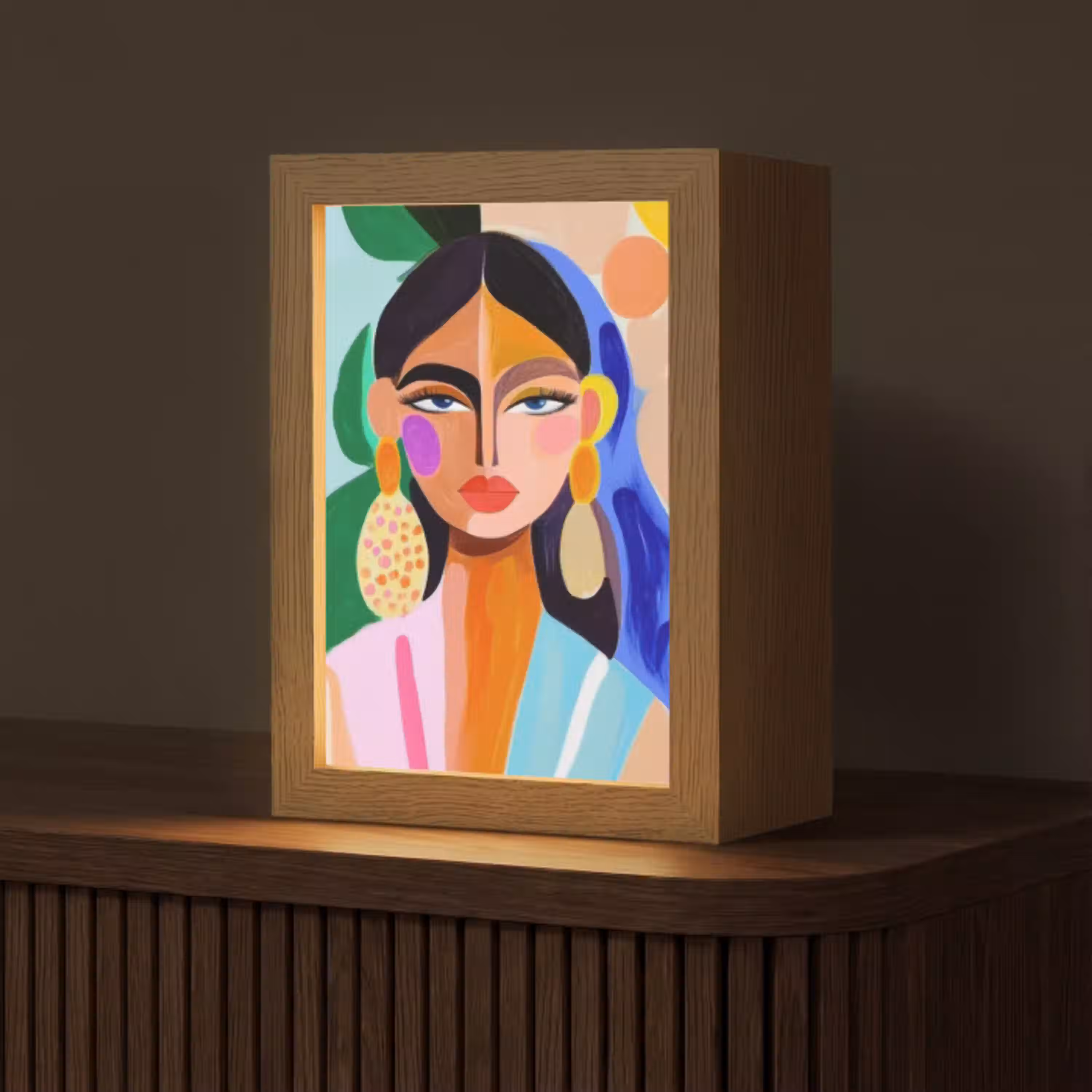 Portret - Vrouw - Modern Light Box met kabel (Tafellamp) klein -z3d_website