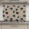 Motief - Bloemen - Zwart - Beige keuken achterwand spatscherm klein 900 -3d_website