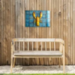 Kreeft - Geel - Blauw - Tegels Tuinposter op houten frame 2 cm dik klein -sfeer4