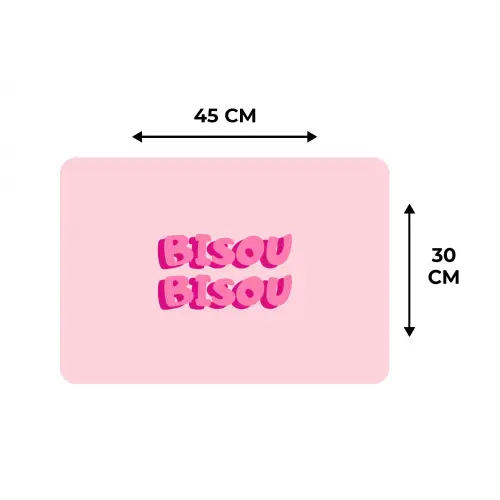 Bisou - Roze - Dikke letters Placemat vinyl groot -specs
