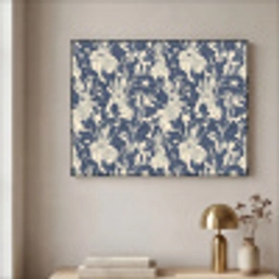 Hazen - Bladeren - Patroon - Blauw - Beige Textielframe zwart klein 947 -sfeer2