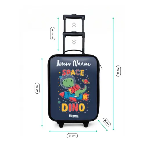 Dinosaurus - Groen - Raket - Sterrenhemel Kinderkoffer - Zwart klein -productfoto_formaten