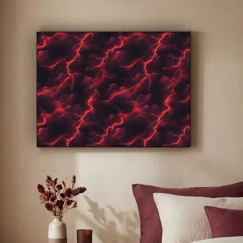 Rood - Onweer - Bliksem - Wolken Textielframe - compleet frame klein 947 -sfeer1