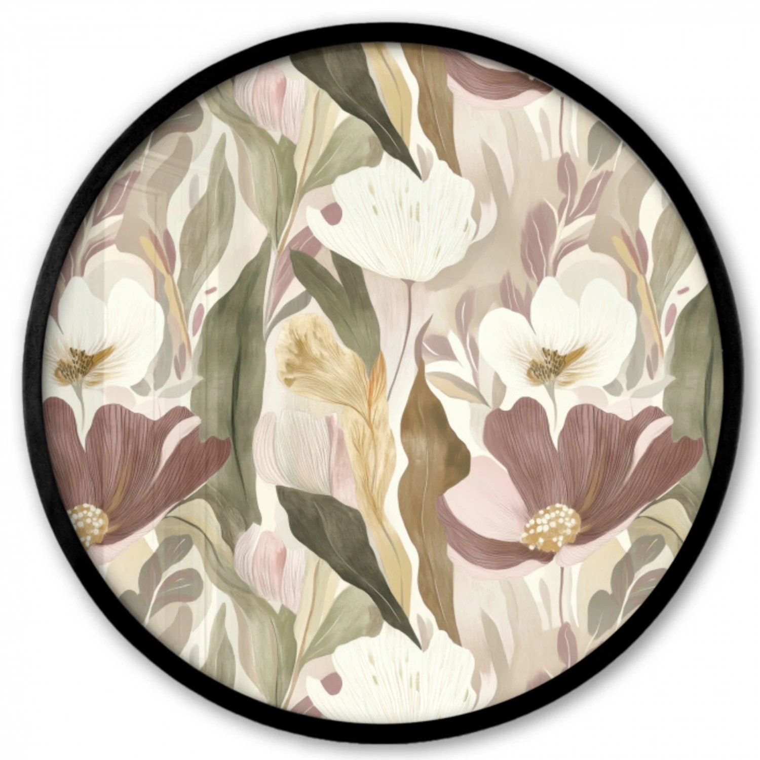 Bloemen - Aquarel - Kleurrijk Fotolijst rond zonder passe partout klein 856 -3d