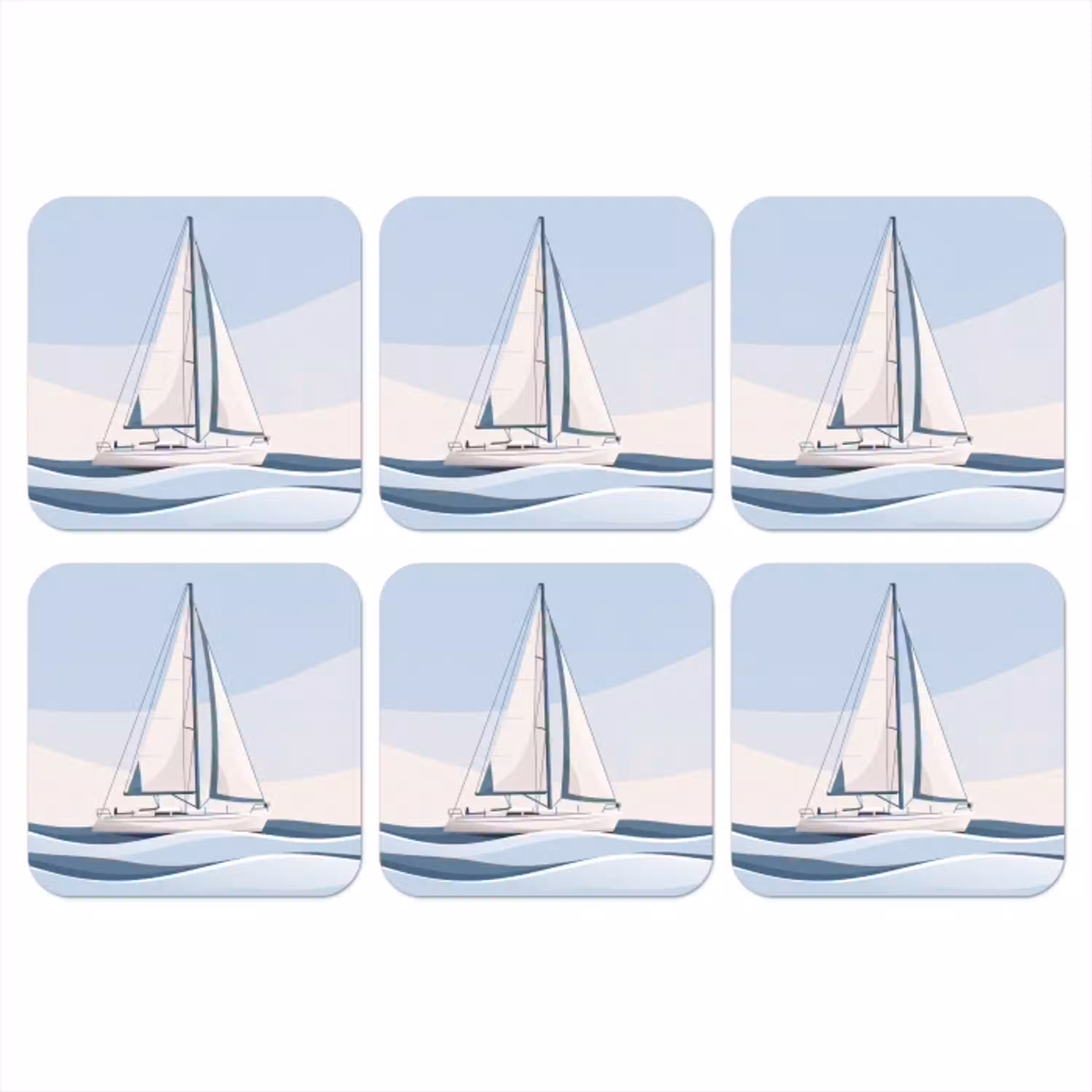 Boot - Zeil - Zee - Modern - Beige onderzetter kurk middel -3d