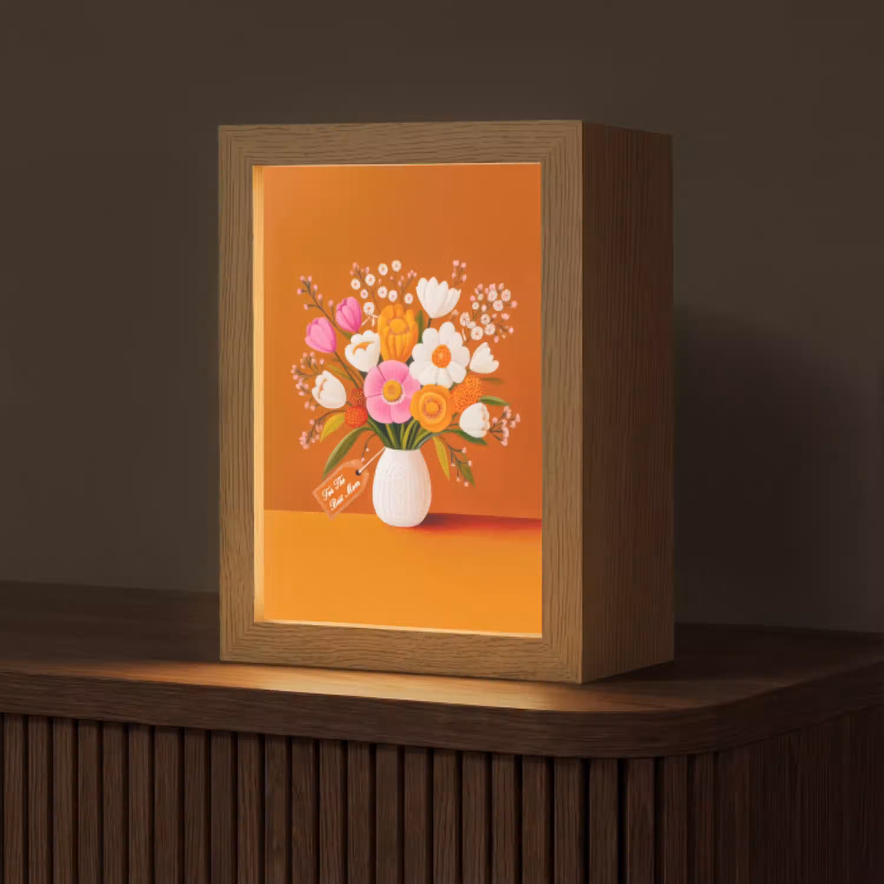 Vaas - Bloemen - Oranje Light Box met kabel (Tafellamp) klein -z3d_website