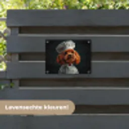 Bruin - Kok - Hondje tuinposter los doek klein -sfeer3