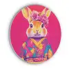Konijn - Bloemen - Kleurrijk - Kimono Akoestische PET Vilt - Rond klein -3d