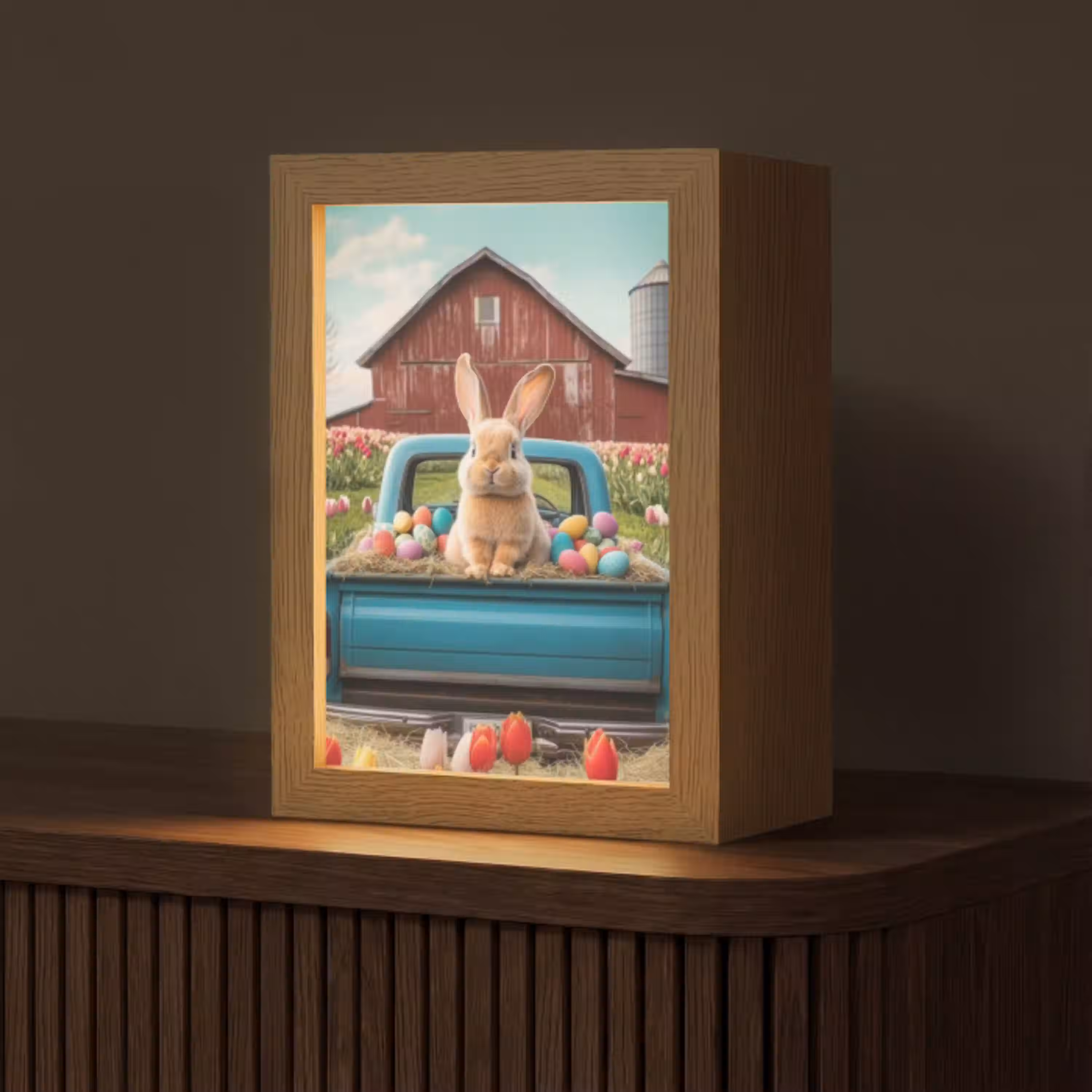 Konijn - Boerderij - Eieren Light Box met kabel (Tafellamp) klein -z3d_website