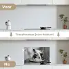 Varken - Schattig - Spaghetti - Zwart wit - Dier keuken achterwand spatscherm klein -voor_na_NL