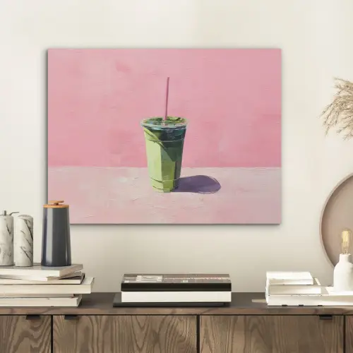 Beker - Rietje - Minimalistisch - Groen PET vilt klein -sfeer1