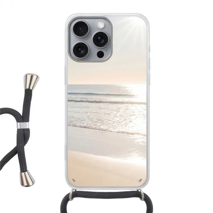 Zee - Zon - Zand Hoesje iPhone 16 Pro Max met koord klein -3d