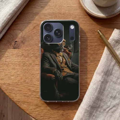 Kat - Pak - Oranje - Sigaar Telefoonhoesje iPhone 17 Pro klein -sfeer1