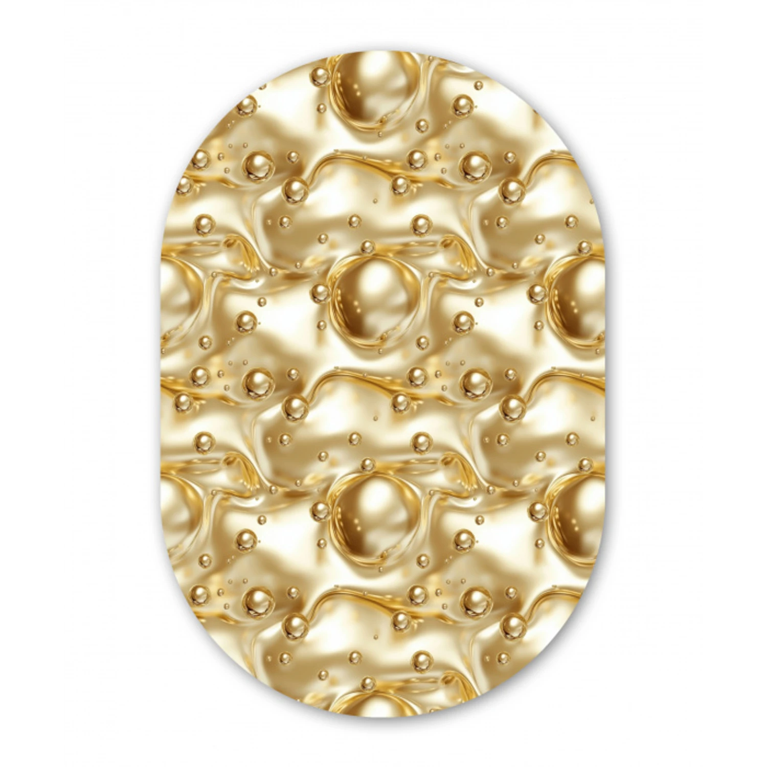 Vloeibaar - Druppels - Goud Wandcirkel Ovaal Aluminium middel 839 -3d